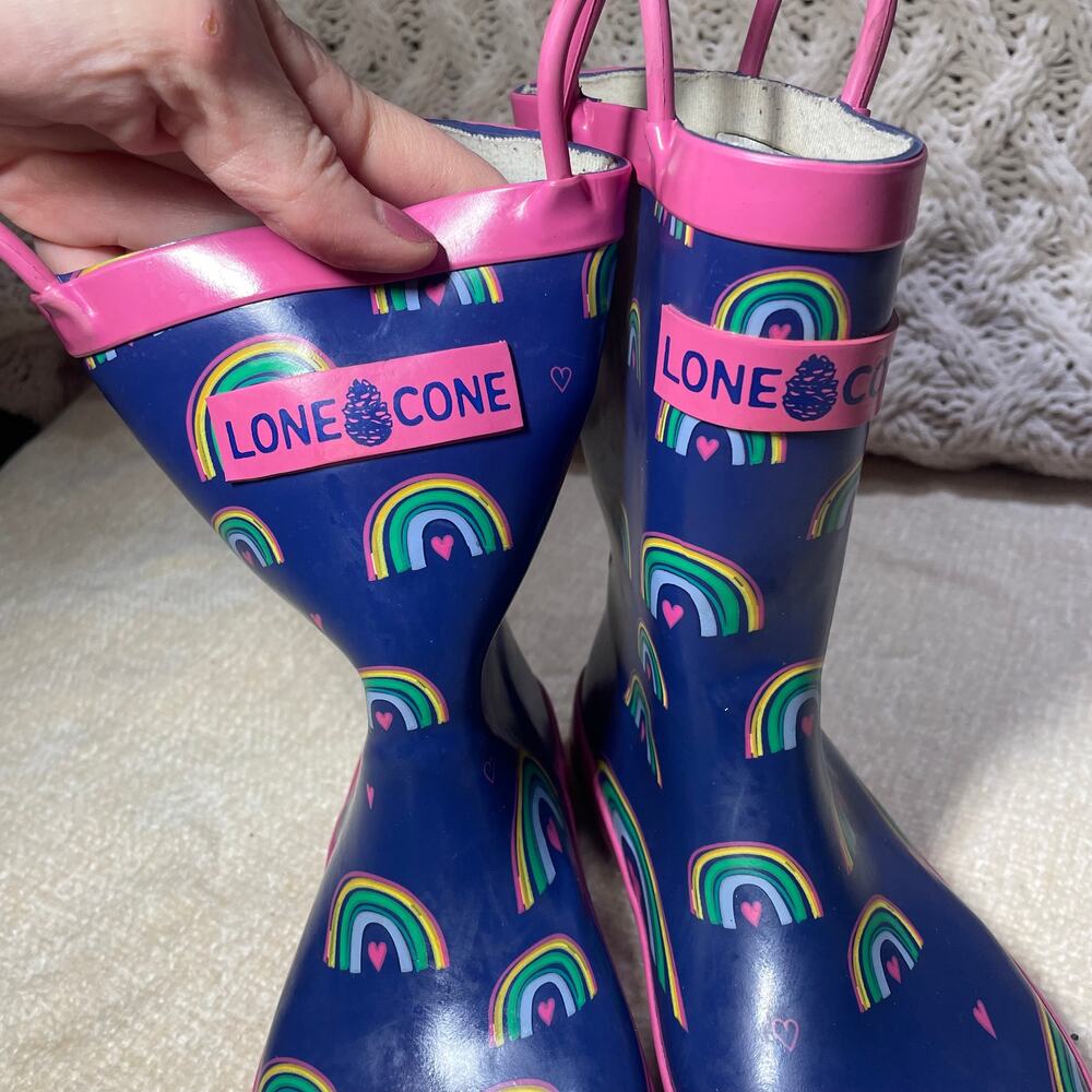 LONE CONE GIRL RAIN BOOTS RAINBOW SIZE 13 - Picture 10 of 10